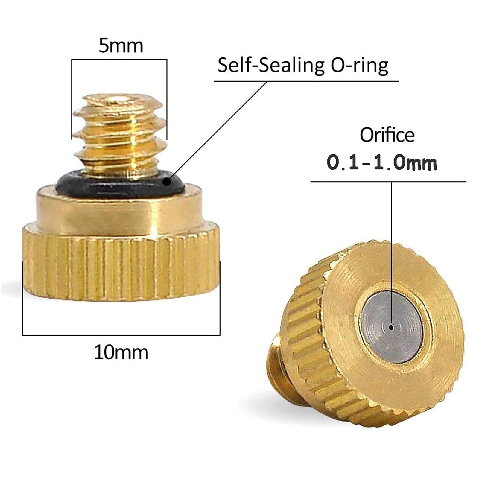 90 ugelli di Ricambio in Ottone per sistemi di Raffreddamento Esterni, spruzzatore a Bassa Pressione per Prato, Giardinaggio, Controllo della Polvere, 10/24 UNC (Dimensioni: 0,9 (0,035''))