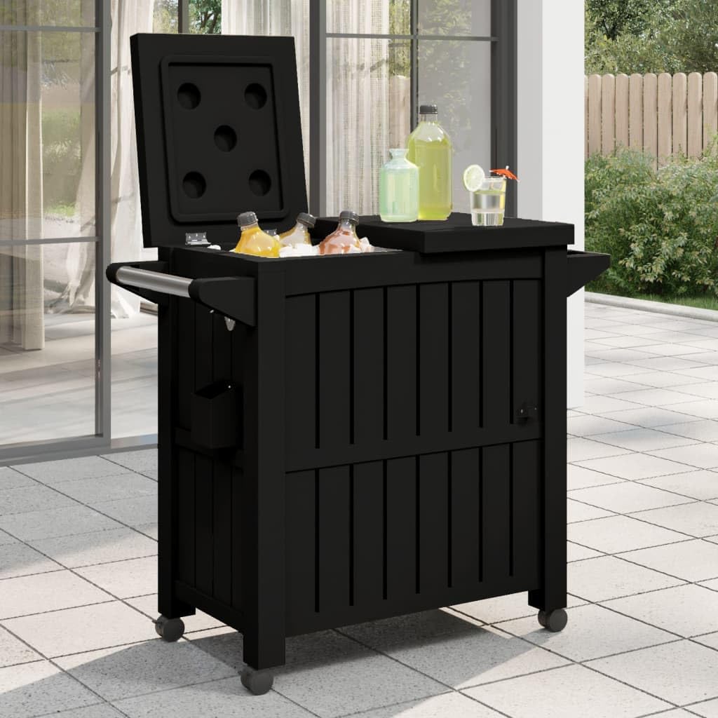 Homgoday Carro de servicio 3 en 1 Polipropileno Negro, Muebles para el Hogar Interior Exterior Sala de estar Dormitorio