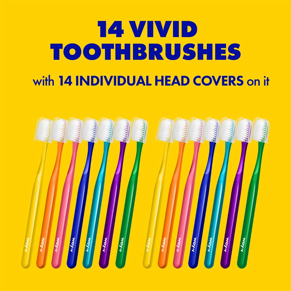 Way.V - Cepillo de dientes extra suave, paquete de 7 unidades para encías y dientes sensibles, 3000 cepillos de cerdas ultra suaves con cubiertas higiénicas para la cabeza, recomendado por dentistas