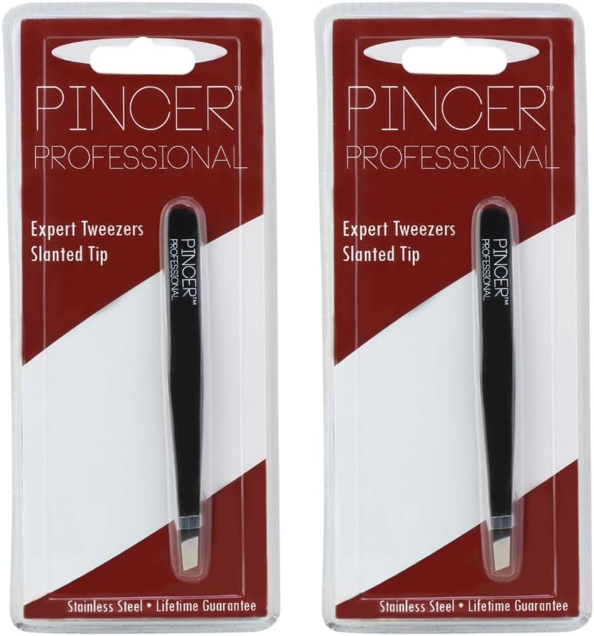 Professional Precision Tweezers for Ingrown Hair, Eye Brow & Lash Removal, Splinter Remover, Men & Women, Plucking Eyebrow, Facial, & Body Hairs | Sharp Slanted Tip | Stainless Steel