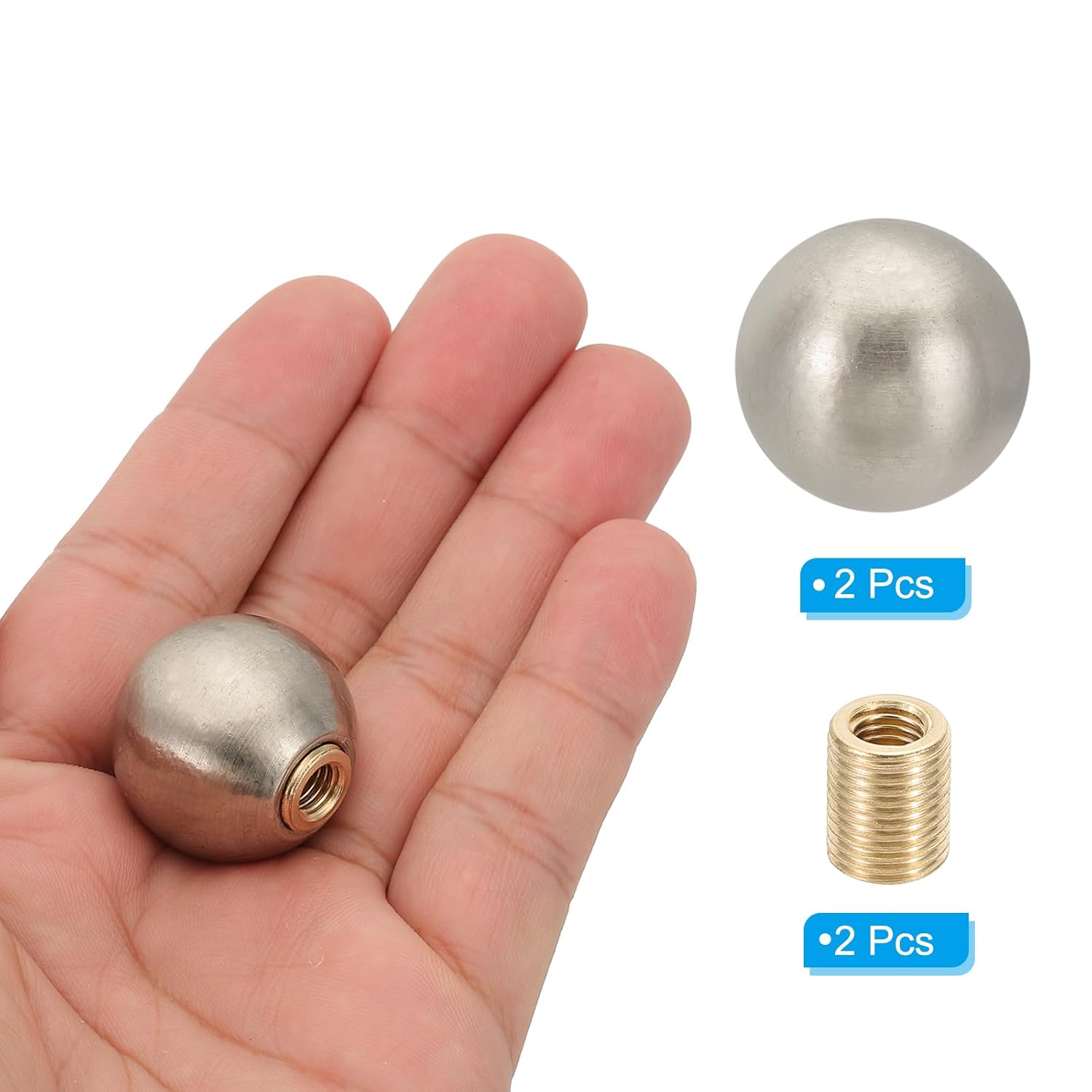 Generic 25mm Ball Lamp Finials Caps Knob, 2 Set Lamp Shade Decoration, Nickle Color