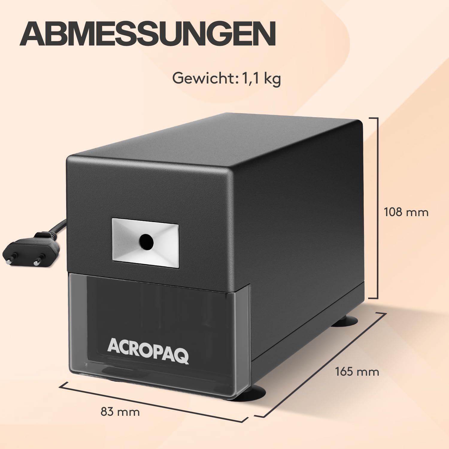 ACROPAQ Elektrischer Anspitzer für dicke und dünne Stifte - Professionell Heavy Duty Elektrischer Spitzer, Automatischer Start und Stopp, Überhitzungsschutz - Spitzer Elektrisch, Bleistiftspitzer