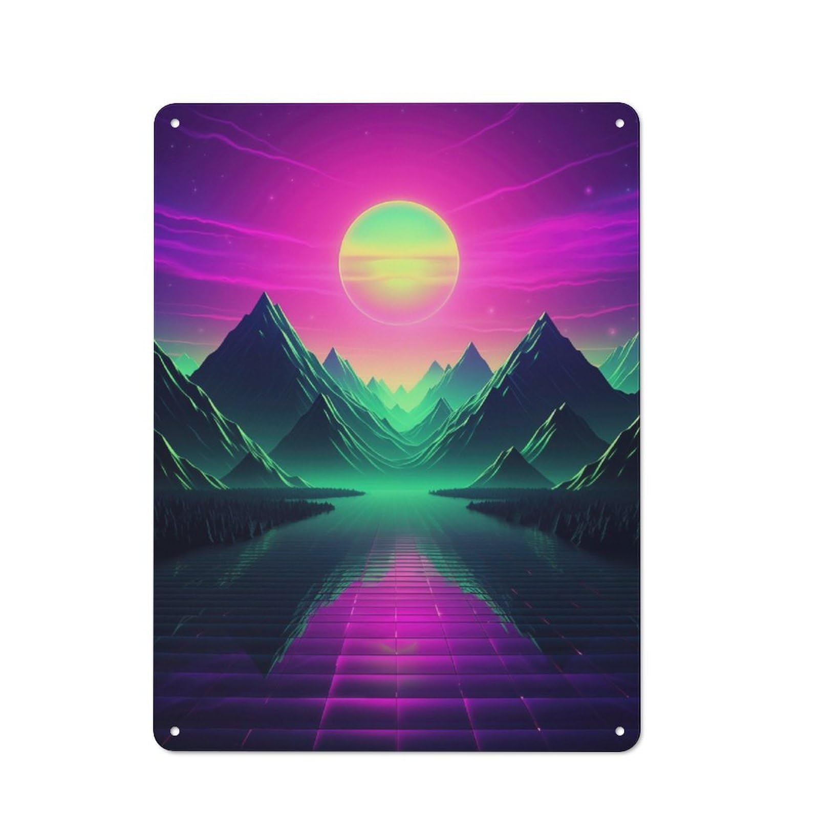 Junmoney Ethereal Retrowave Odyssey Tin Wall Plaque 40X30cm, Barn Style Rustic Kitchen Decor For Farmhouse Kitchen, Pantry Or Dining Area