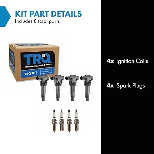 Miniatura 2 de TRQ Kit de encendido Bobina de encendido Bujías compatibles con Hyundai Sonata Kia Optima 2008 Rondo 2007-2008
