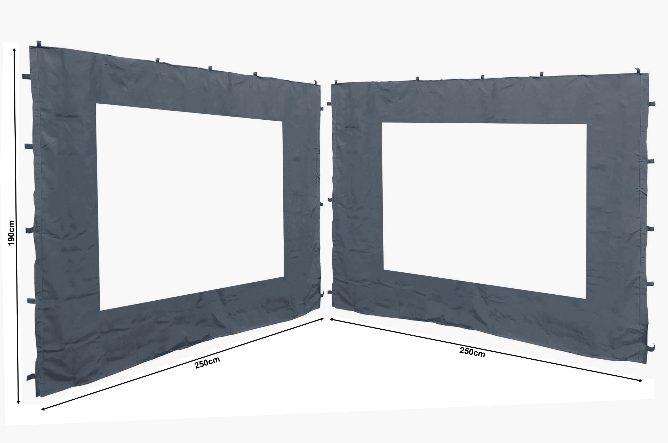 2 Seitenteile 250x190cm zu Gartenpavillon Antik Pavillon Partyzelt 3x3m Seitenwand Grau