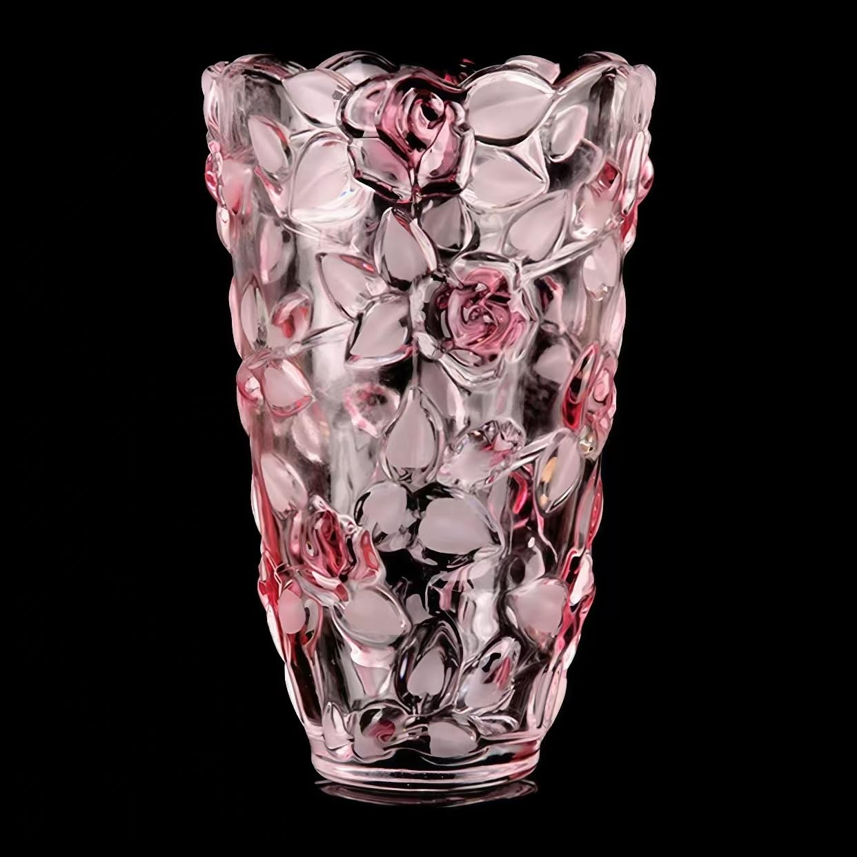 Vase en verre rose pour décoration de bureau et salon élégant