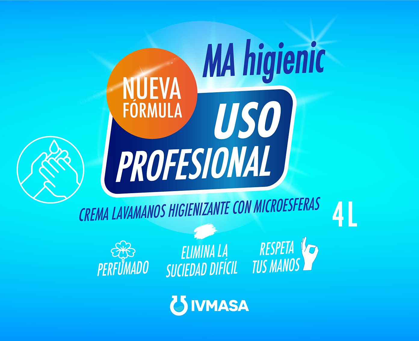 Crema lavamanos higienizante con microesferas. Perfumado MA HIGIENIC - Envase 4LT