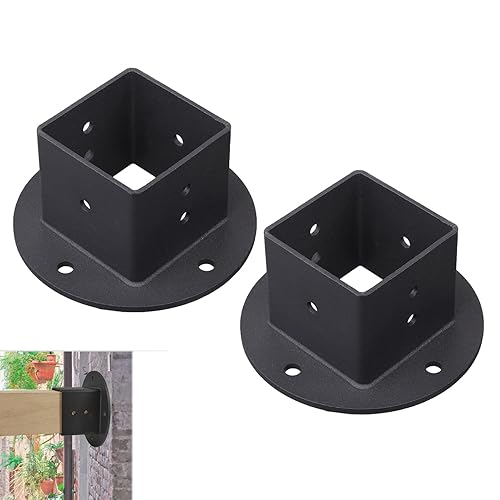 Chooglkj Kit de 2 soportes de base de poste de valla cuadrada de 2 x 2 pulgadas, base de poste de pérgola, soportes de base de anclaje de poste de