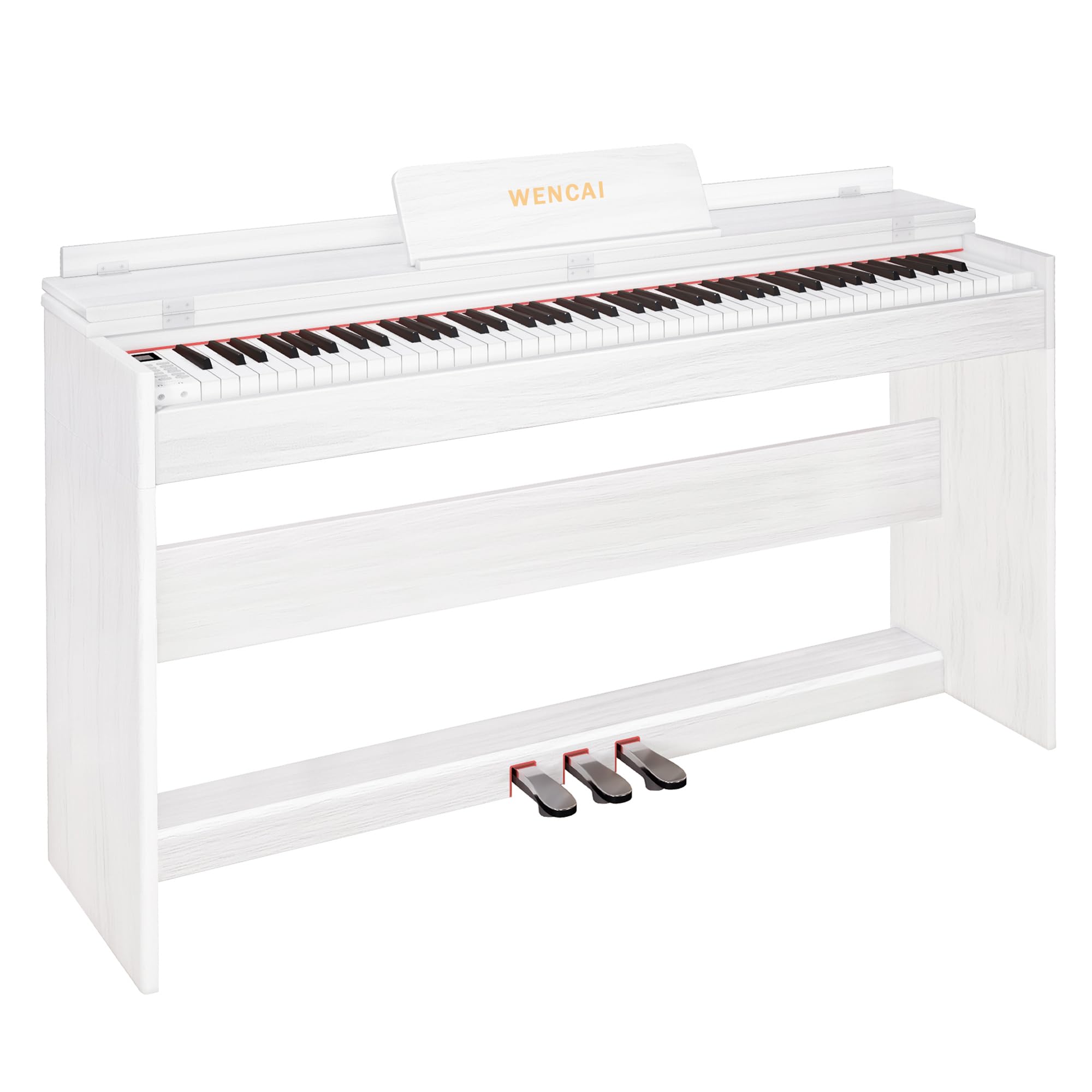 88 Key Fully Weighted Digital Piano Keyboard, 88 Keys Hammer Action Electric Pianos, Wooden Classic Upright Electronic Piano for Beginner, Professional, Midi Compatible, Triple Pedal (White)