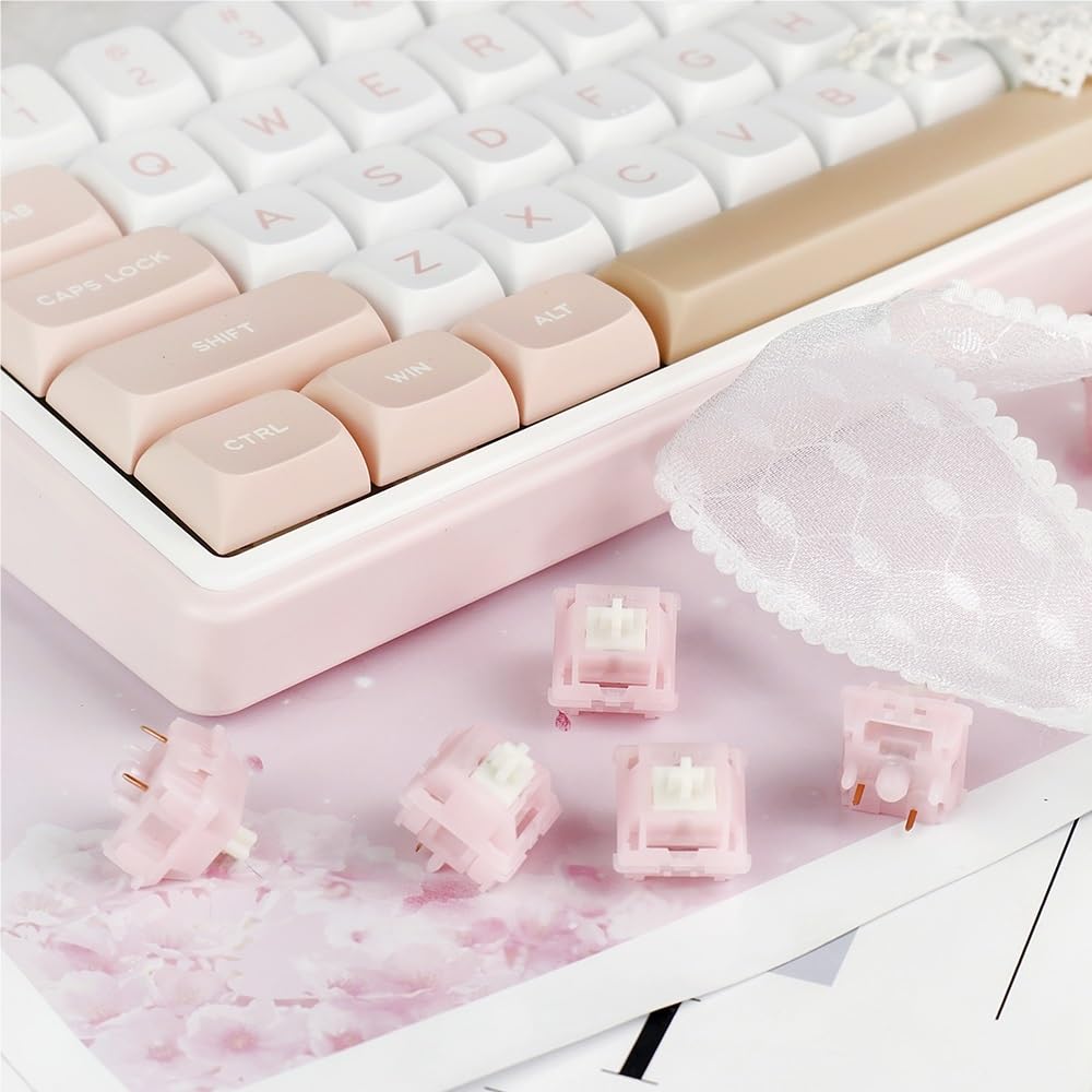 MMD Princess Silent Switch, Interrupteur Linéaire Pré-lubrifié À 5Pin pour Clavier Mécanique Personnalisé(110PCS)