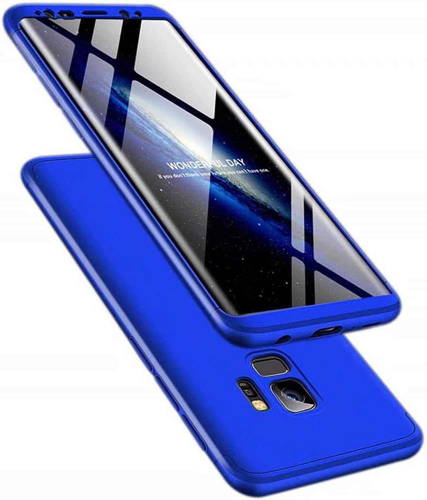 TXLING Case for Samsung Galaxy A7 2018 - 360° Hard Shell Case - Anti-Shock - Full Body Protective Cover Case - Matte 3-in-1 (Red Black) + 1 Tempered Glass bleu + verre trempé Samsung Galaxy A30/A20