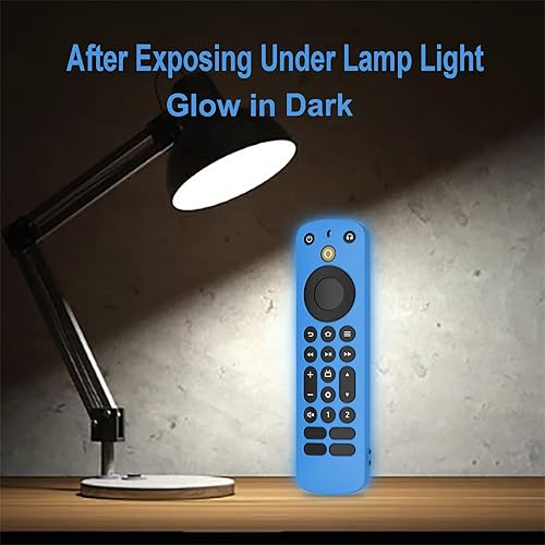 Miniatura 3 de LEFXMOPHY - Funda azul compatible con Alexa Voice Remote Pro 2022, funda protectora de silicona que brilla en la oscuridad con correa