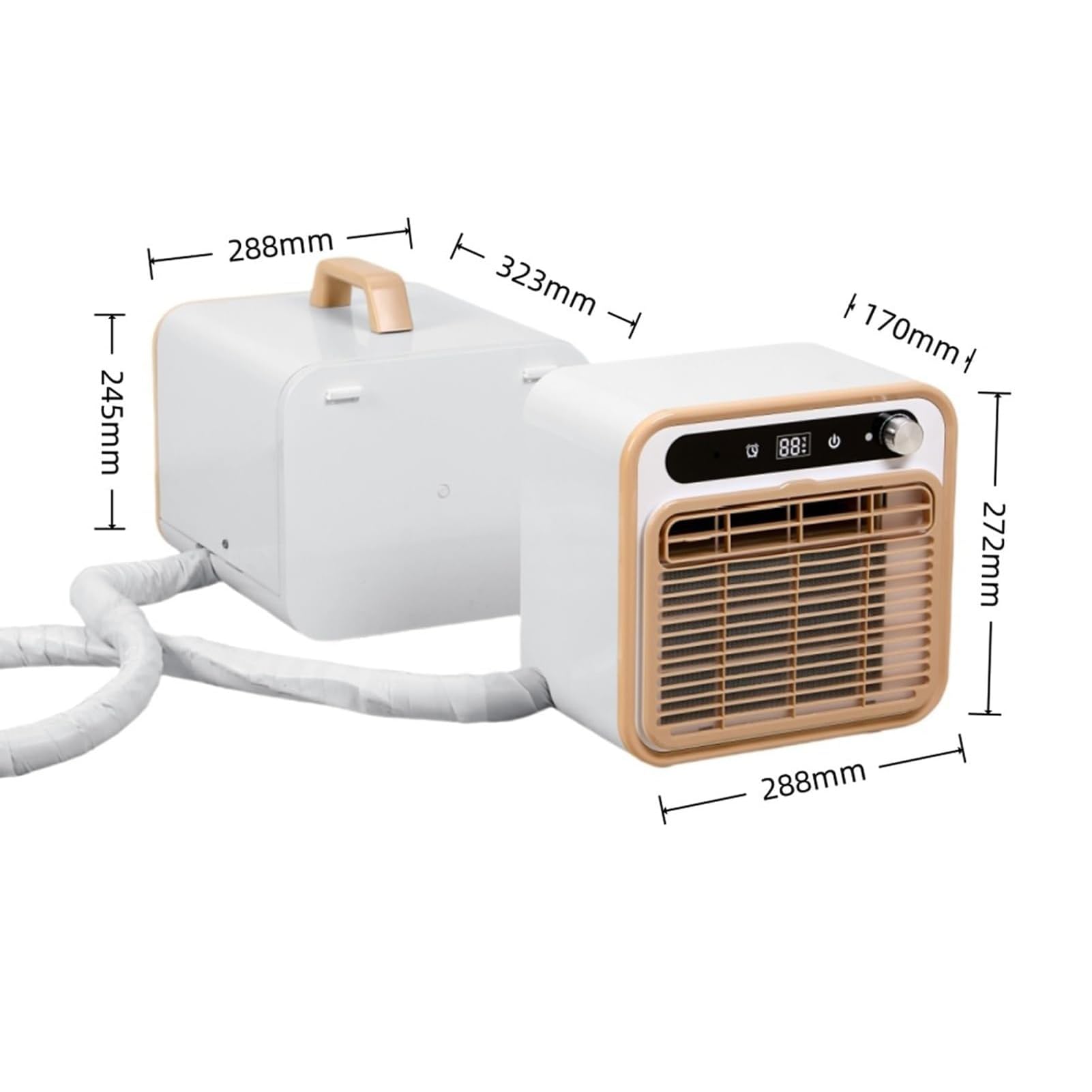 Aire Acondicionado Split Portátil con Enfriador de Aire y Tubo de Conexión de 1/1.5/2M Ajuste de Velocidad Temporizador de 12H Control Táctil/Remoto Unidad de Refrigeración Silenciosa de 1500 2M Pipe