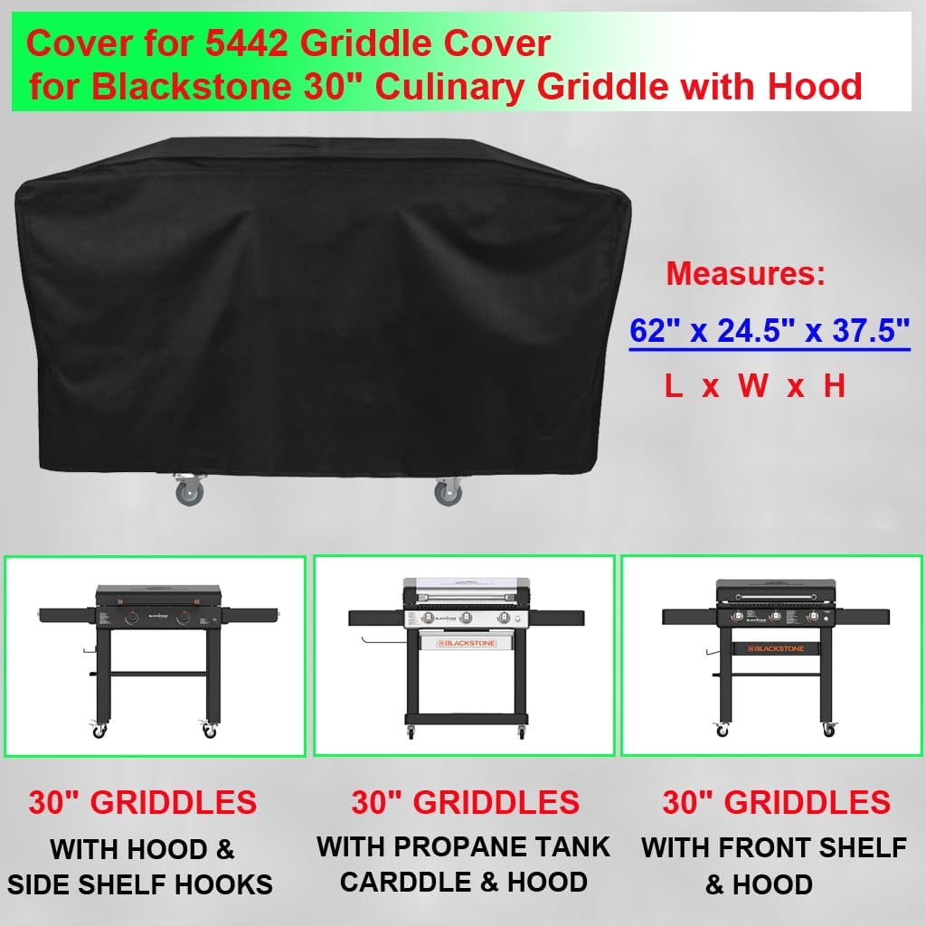 Griddle Cover for Blackstone 30" Culinary Griddle with Hood, 600D Heavy Duty Waterproof Flat Grill Cover for Blackstone 30 Griddle Cover