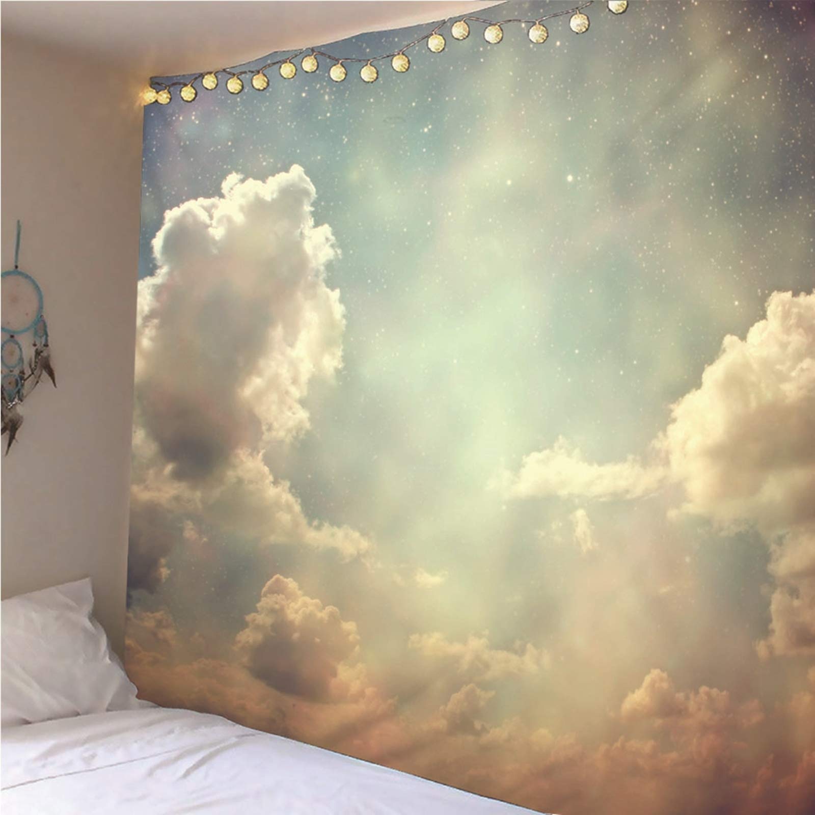 Daesar Wandteppiche Wandbehang, Wandbehang Wasserfest 300x260CM Tapisserie Psychedelic Himmel Wolken Wanddeko für Kinderzimmer Wohnzimmer Schlafzimmer