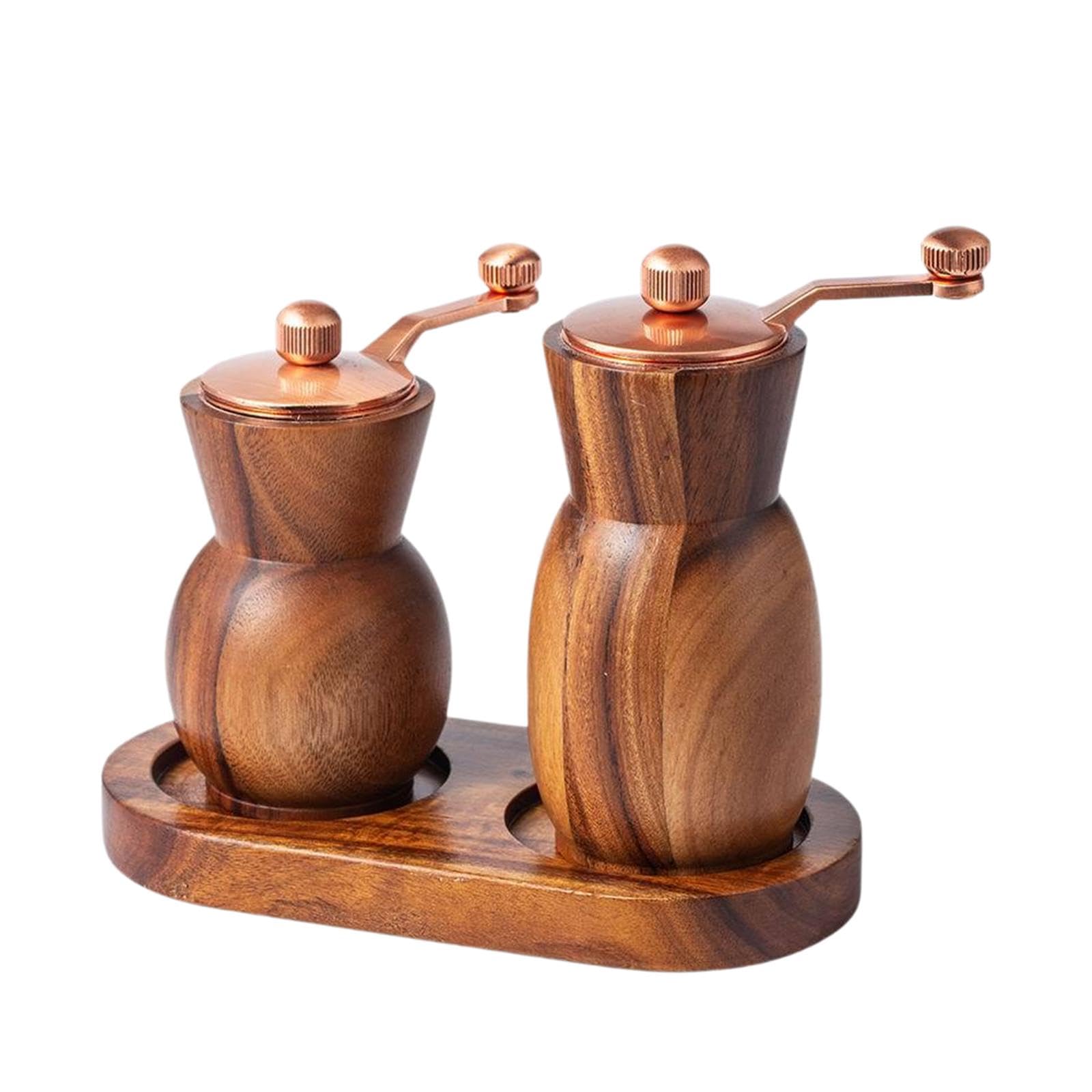 Set da 2 Pezzi di Spezie con Vassoio Ricaricabile, Macina Spezie Manuale.