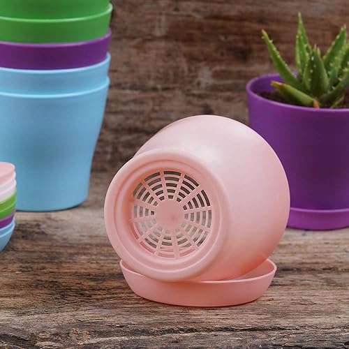 Miniatura 9 de TDHDIKE 10 macetas de plástico para interiores, mini macetas de flores, maceta de guardería, maceta con palé, contenedores decorativos modernos de
