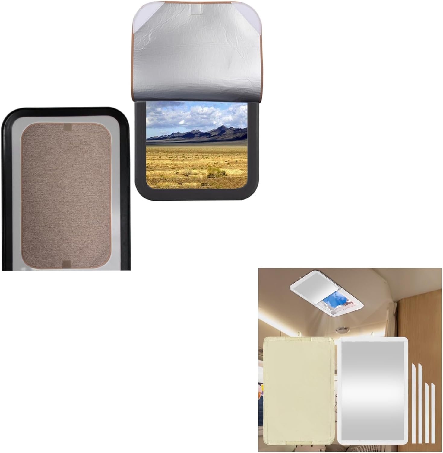 16"x25" RV Door Window Shade Cover + 16"x25" Waterproof RV Vent Insulator