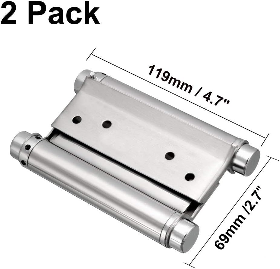 uxcell Double Action Spring Hinge 4inch Stainless Steel Brushed Heavy Load Hinges with Adjustment 2 Pack