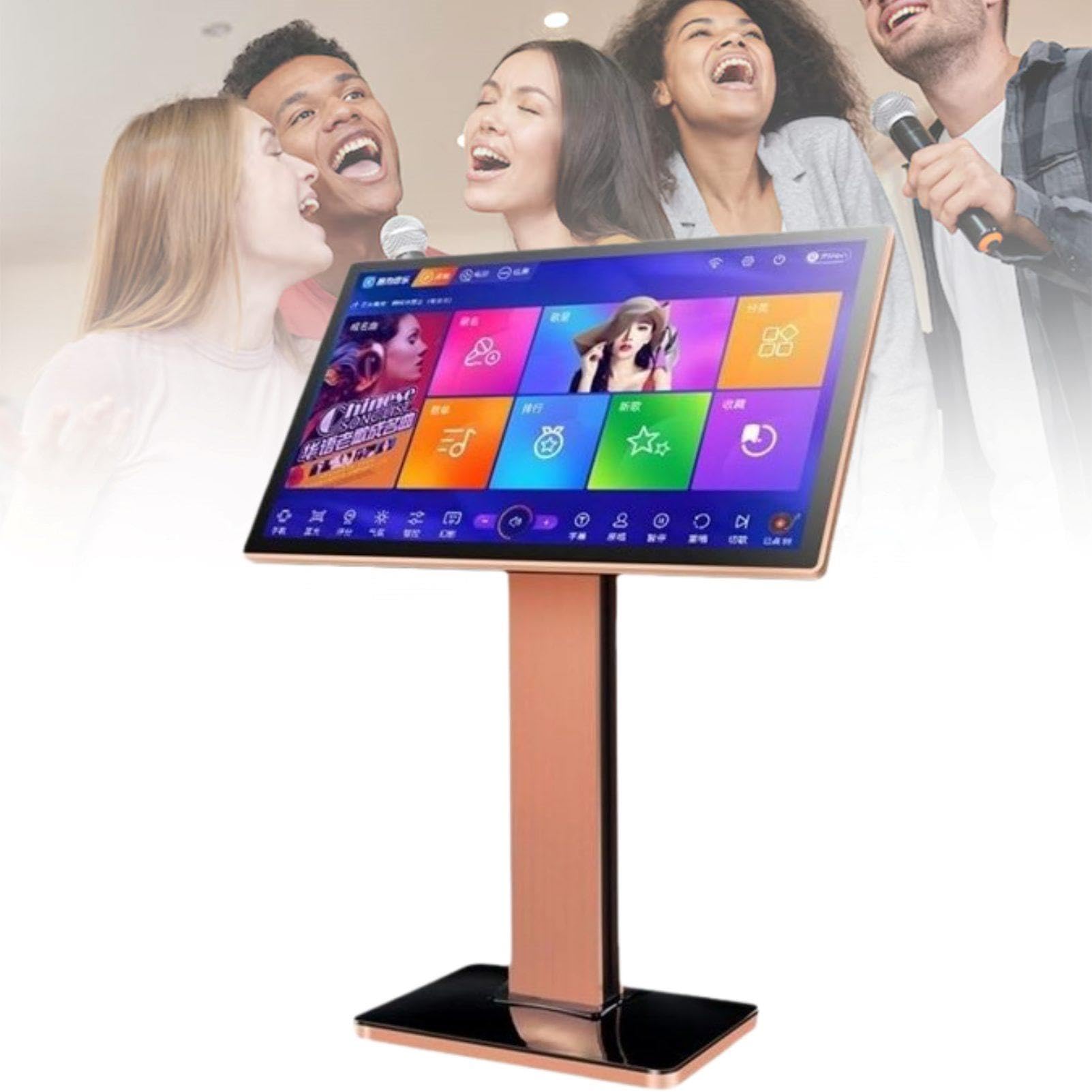 Karaoke Machine with Wireless Microphones, AI Voice Control, Power Amplifier, and Phone App for Family, Bar, and Party Entertainment