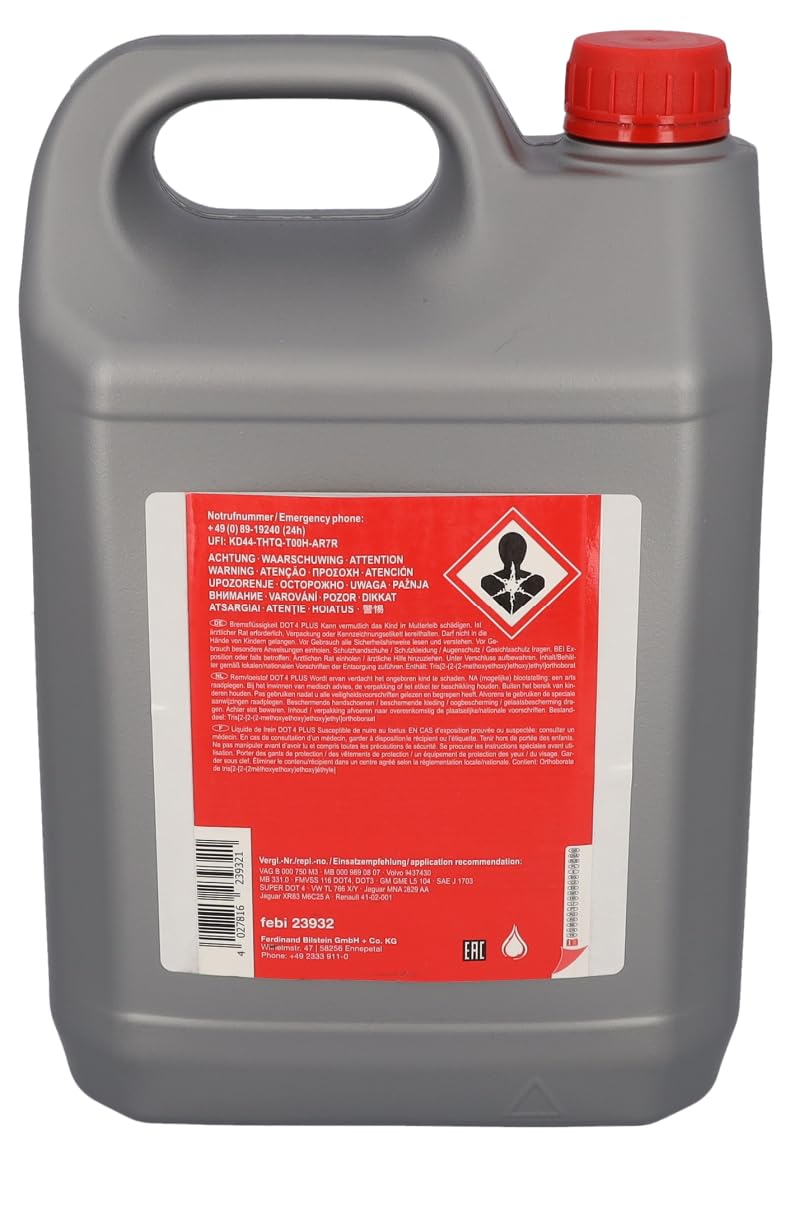 5L Febi Bilstein Dot 4 Bremsflüssigkeit Iso 4925 Brake Fluide Pkw Auto Kfz | 23932, Bremsflüssigkeit