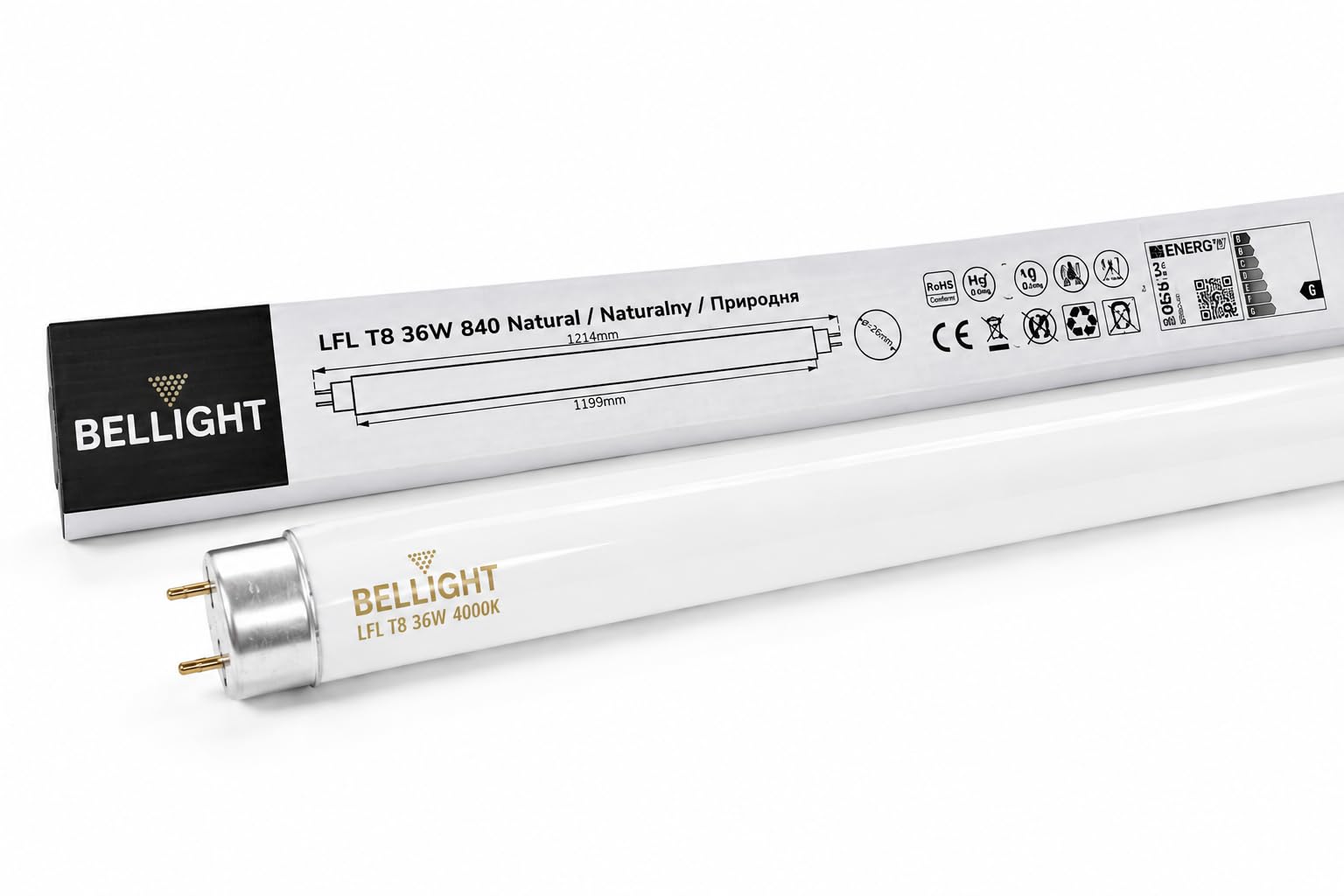 Pack 25x Tubo Fluorescente T8 36W | 4000K 840 Blanco Neutro | G13 120cm | Iluminación de Alta Potencia para Oficinas y Comercios sustituto Osram, Philips, Sylvania y otros.