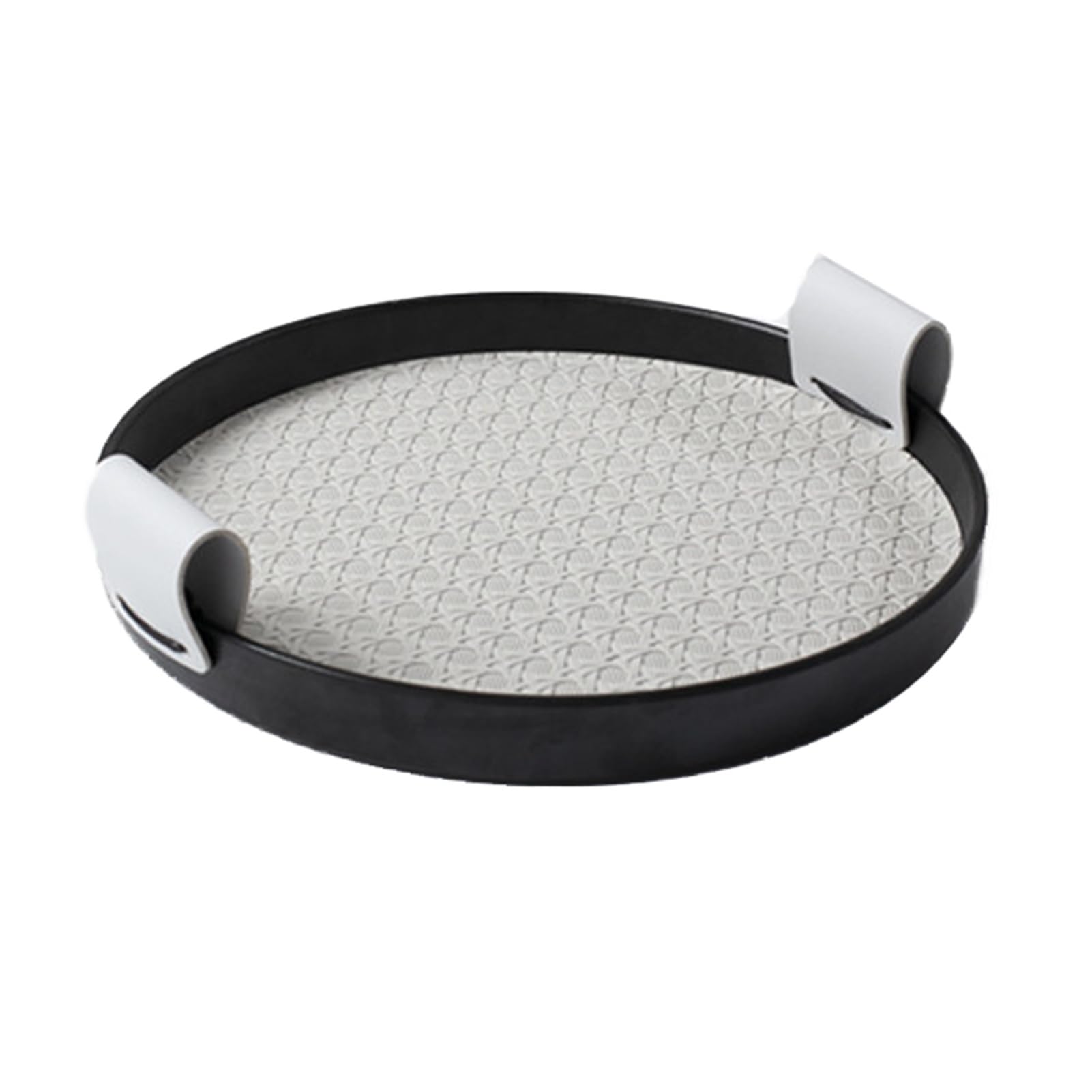 Melamine Tray,Round Storage,Leather Handle,Tabletop Fruit Bowl,Perfect for Holding Cups and(Color1,28x28x2.7cm)