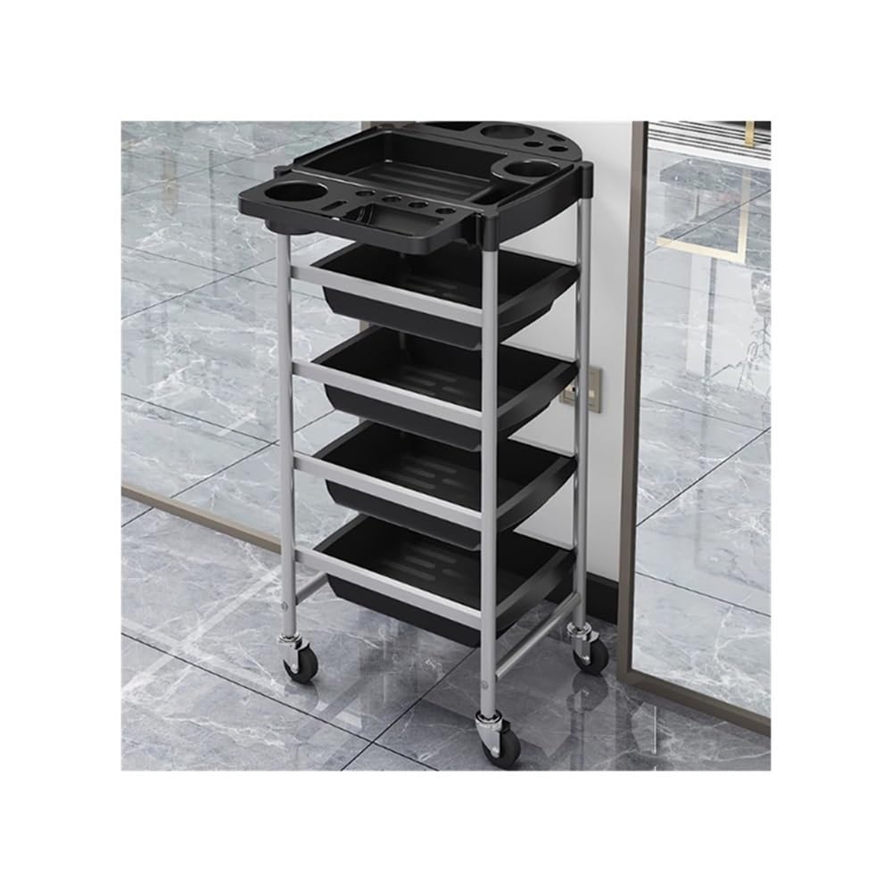 carrello mobile per salone Carrello for attrezzi da parrucchiere, estetica e unghie, ripiano portaoggetti for tintura stiratura(Silver)
