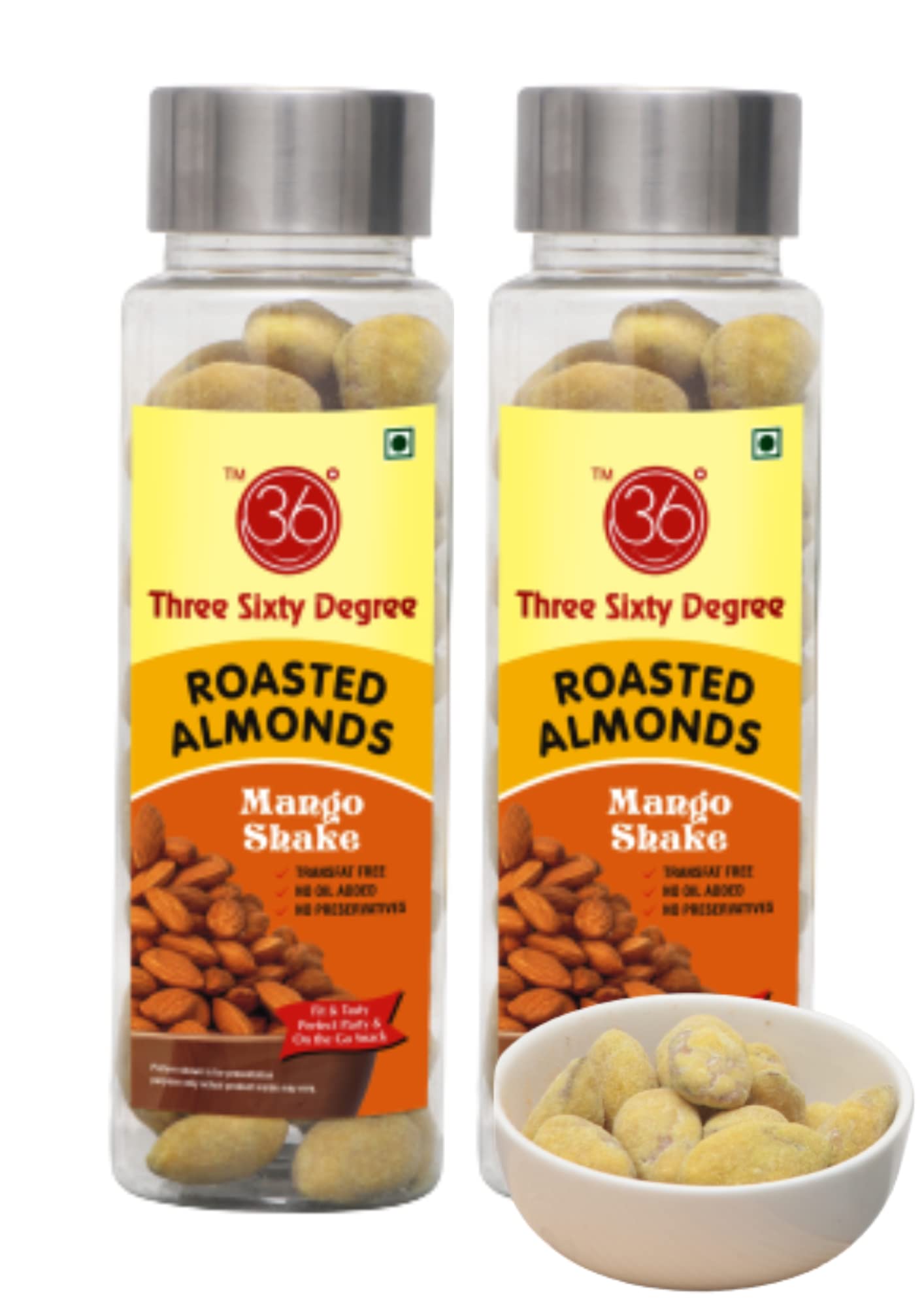 360 Degree Roasted Mango Shake Almonds Badam, 220gms (2 x 110gms each)