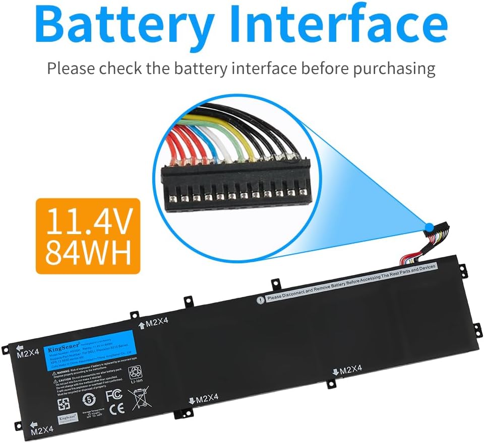 4GVGH Laptop Battery Replacement for Dell XPS 15 9550 Precision 5510 P56F P56F001 1P6KD T453X 0T453 062MJV M7R96 451-BBUX Notebook Battery 11.4V 84Wh