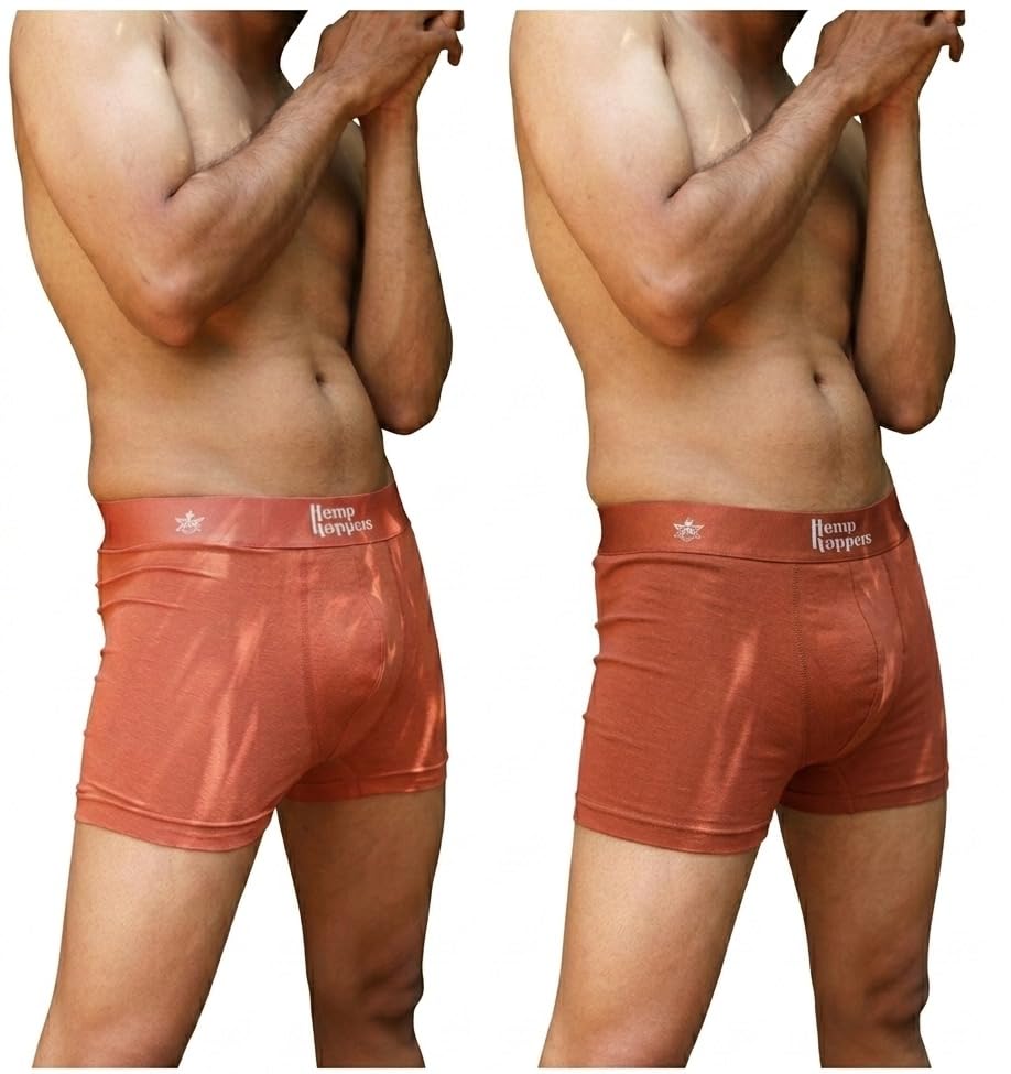 Men’s Regular Fit Trunk Underwear, Hemp Cotton Blend Soft Stretch Fabric Innerwear with No Dig Waistband, Smooth Texture and Flexible Comfort Fit, Rust Color, Pack of 2-picture-27