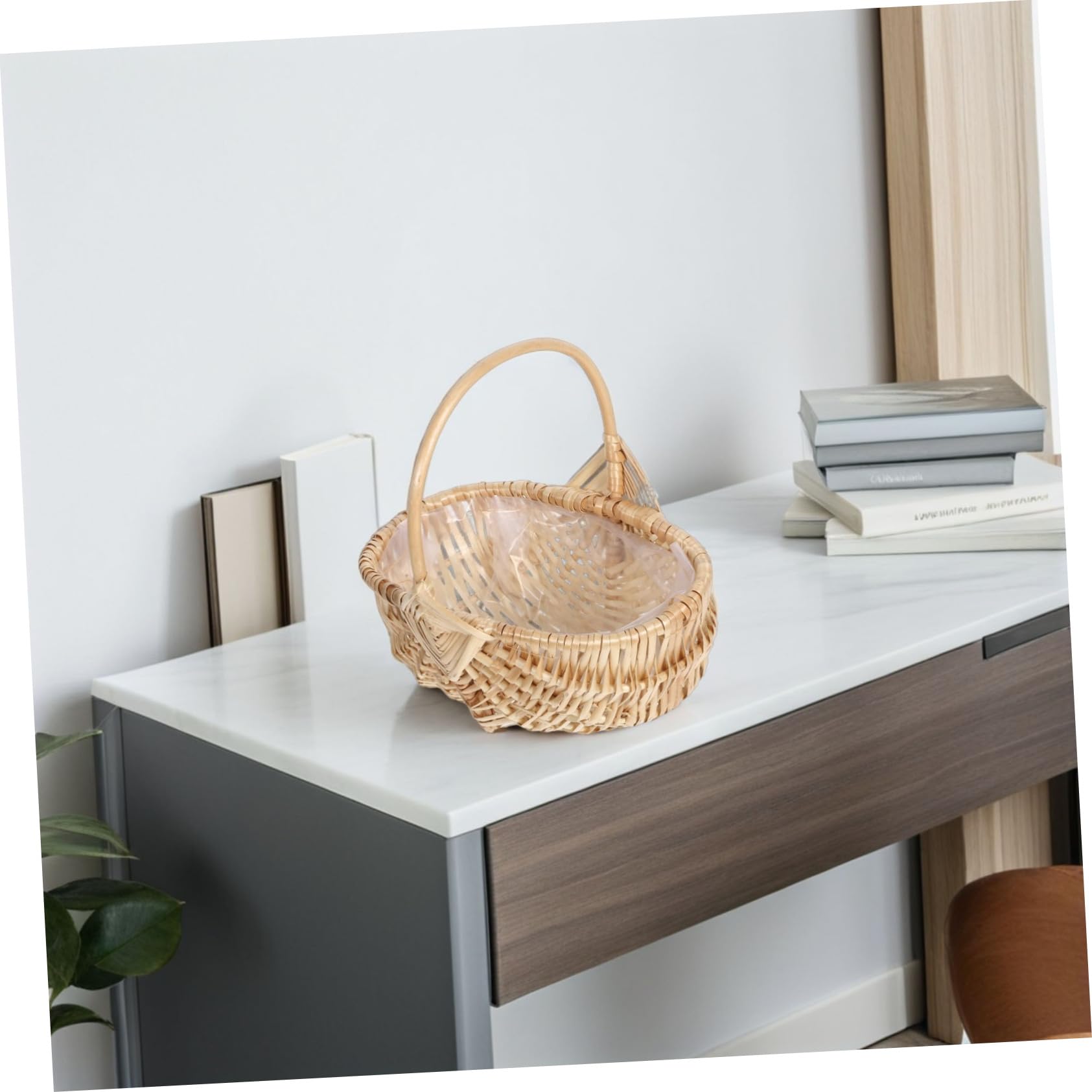 GALPADA Cesta De Ratán Tejida para Arreglos De Flores Picnics y Almacenamiento De Frutas Cesta De Mimbre con Asa Práctica para Reuniones Al Aire y Decoración del Hogar