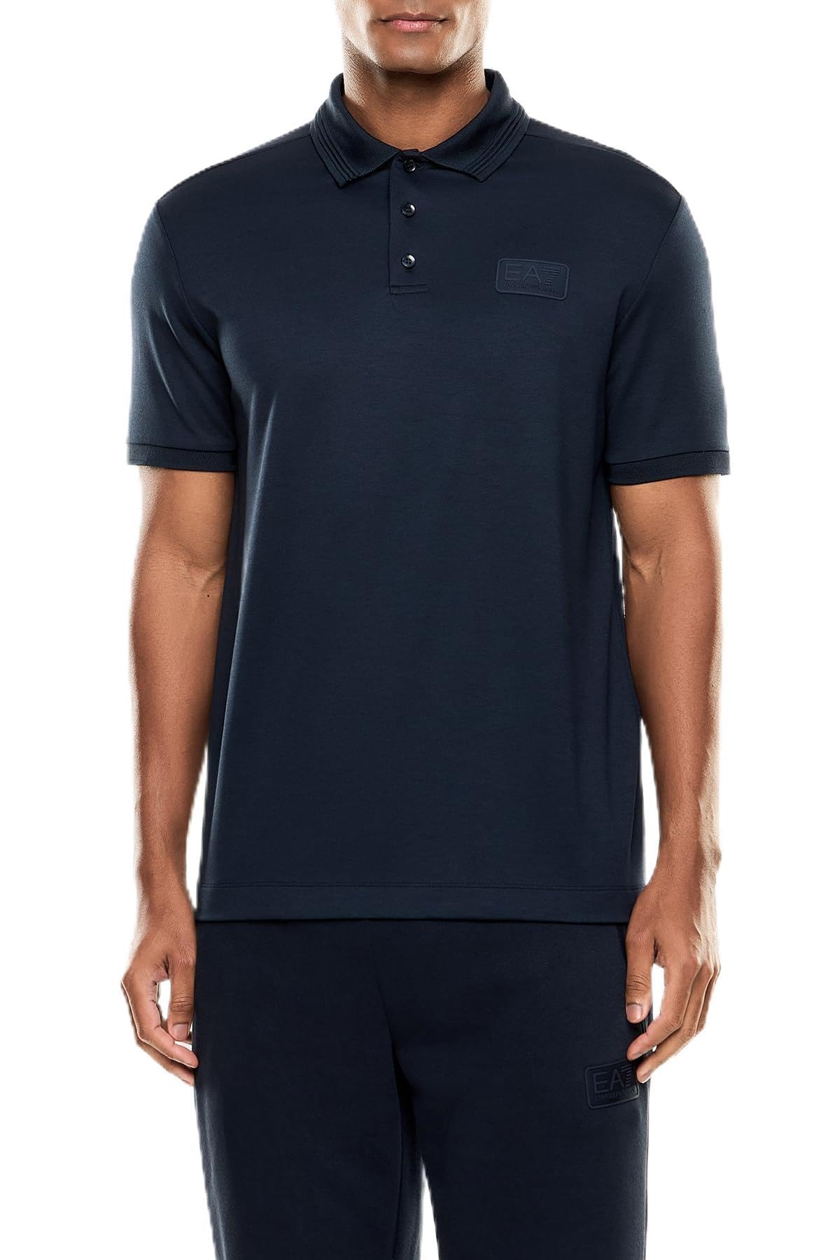 Emporio Armani Ea7 Men's Blue Jersey Polo Shirt