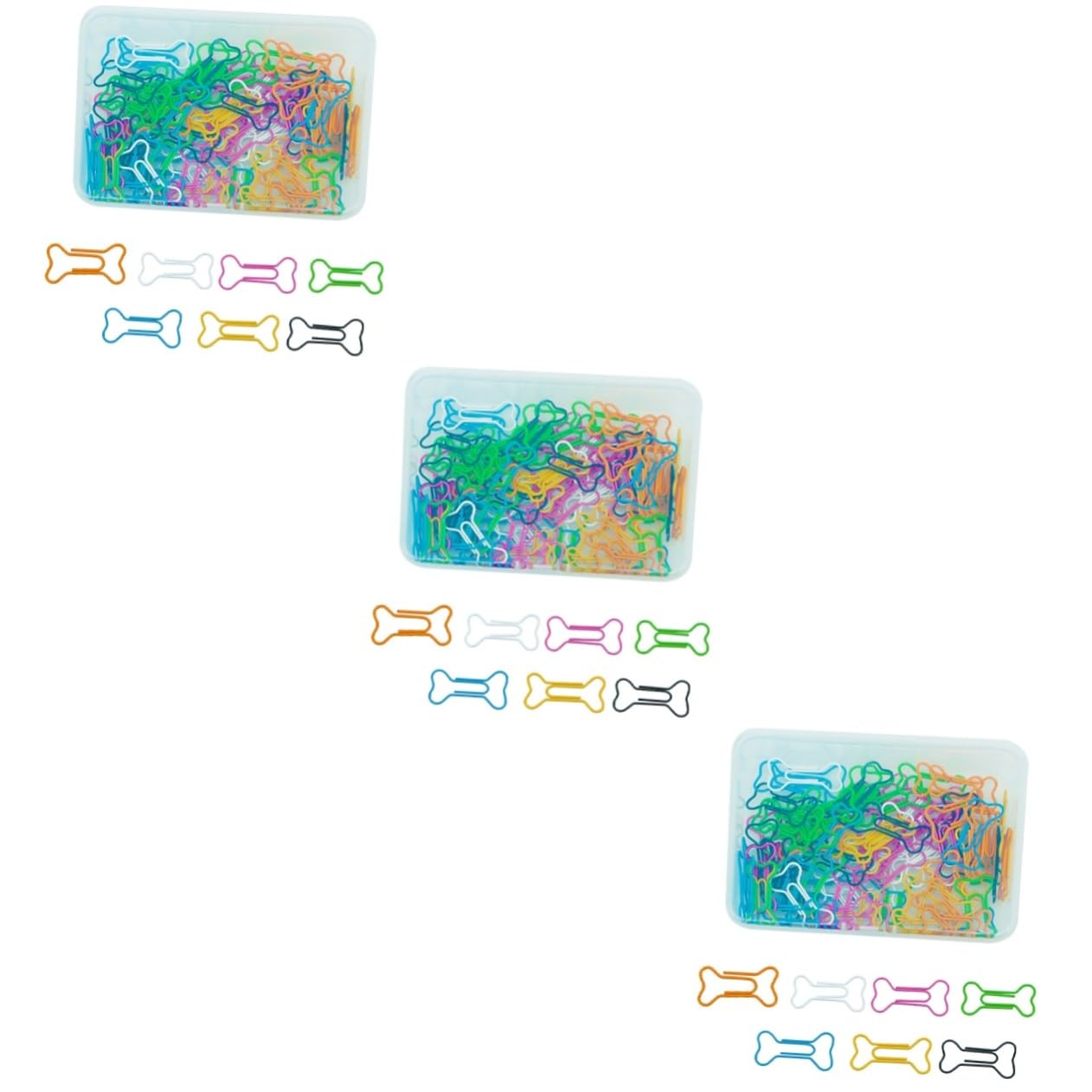 HOMSFOU 3 Set Piccole Graffette Per Graffette Per Ufficio Graffette Divertenti Graffette Alla Moda Pastello Per Compleanno Assortite A Forma Di Scheletro In Plastica 100 pezzi * 3