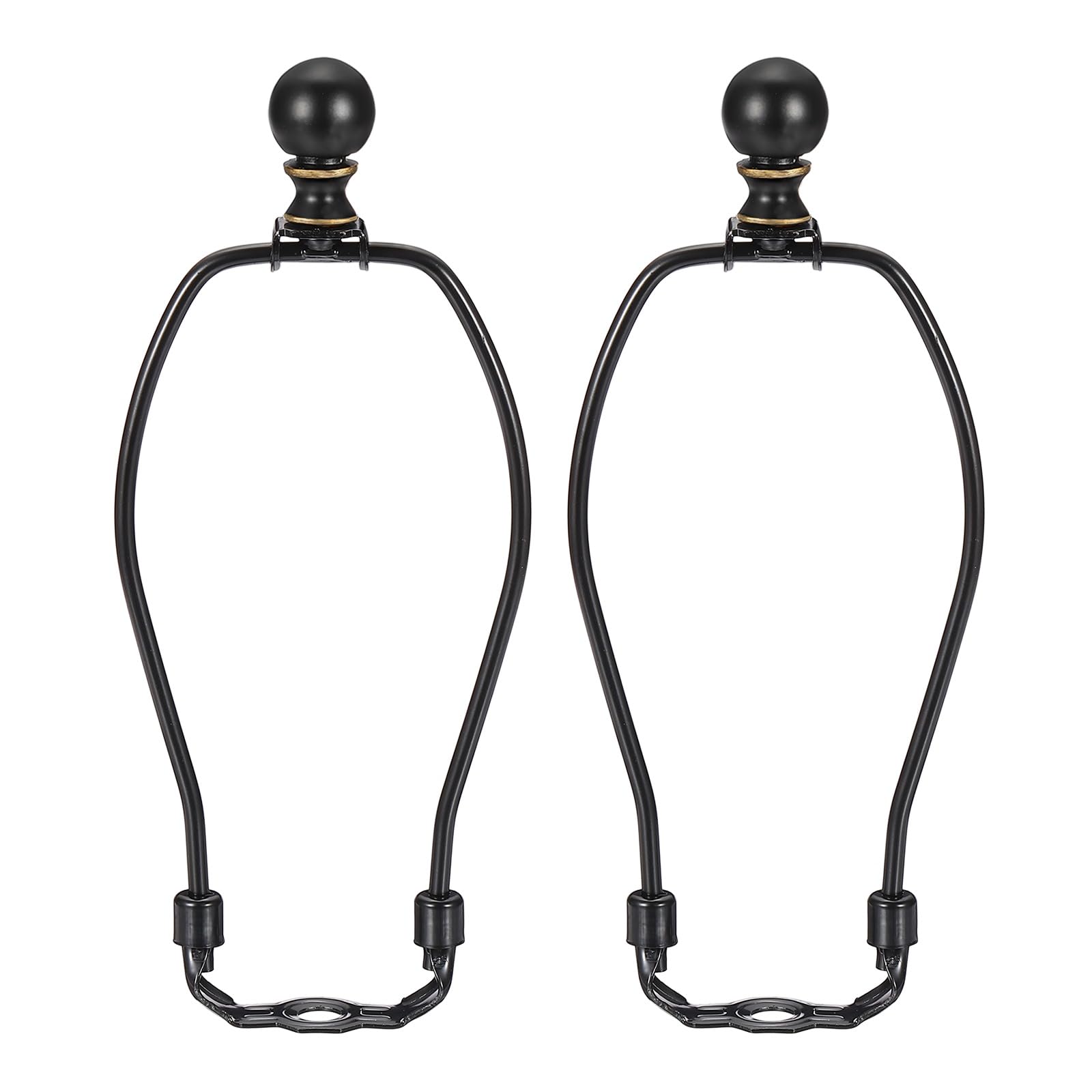 PATIKIL 2 Set 7.5" Lamp Shade Harp Holder, Heavy Duty Detachable Lampshade Brackets with 1.46" Height Solid Metal Finial Shade Holder for Table and Floor Lamps, Black