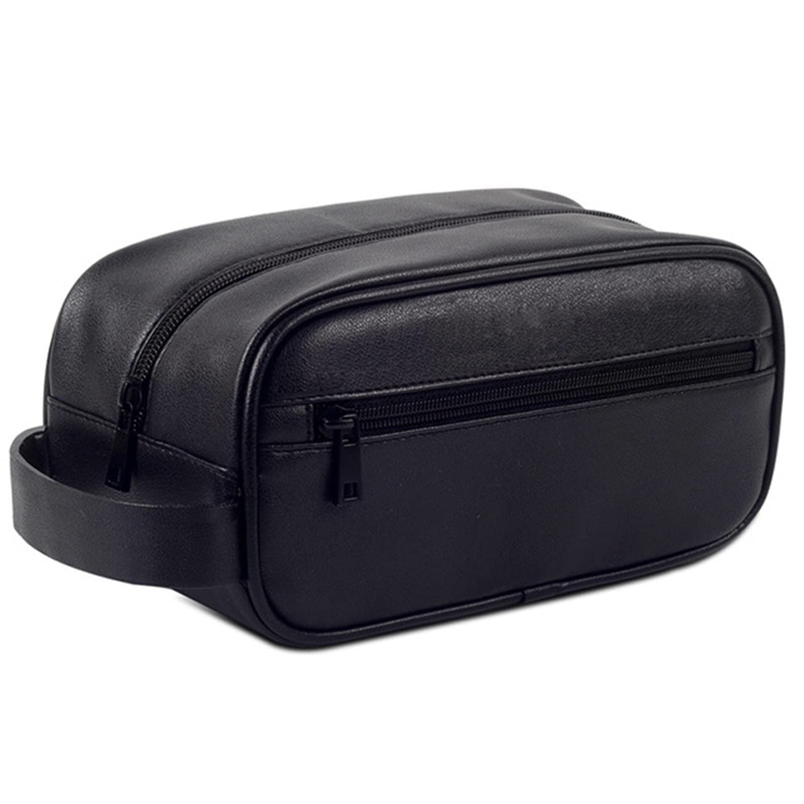 Beauty case da uomo in pelle sintetica per lavare la doccia, organizer per trucchi, borsa da polso retrò da donna portatile (D 1)