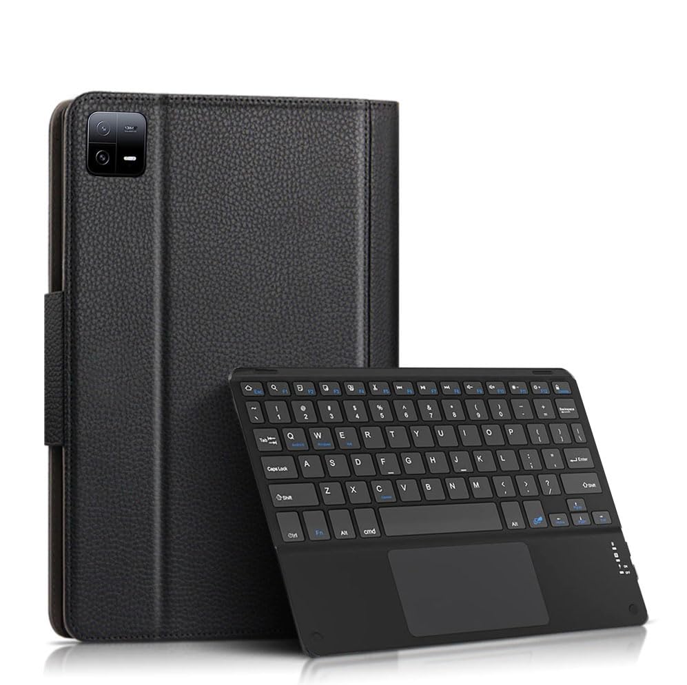 Image of HOM Detachable Wireless Bluetooth Keyboard with Trackpad /Touchpad Tablet Cover Case for Xiaomi Mi Pad 6 11 inch Inch Tablet - Black