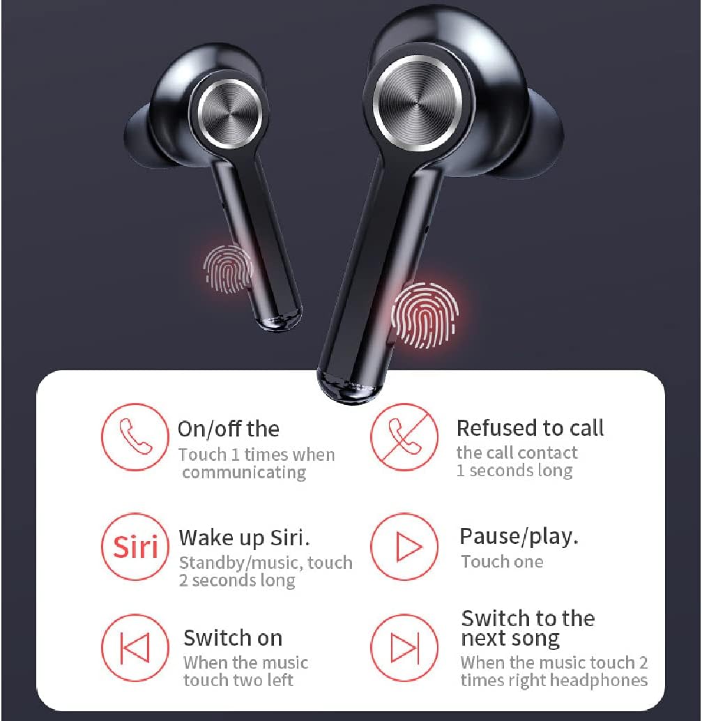 True Wireless Bluetooth 5.0 Earbuds 14Mm Dynamic Speaker HiFi Stereo Sound Earphones in-Ear with Charging Case & Power Display