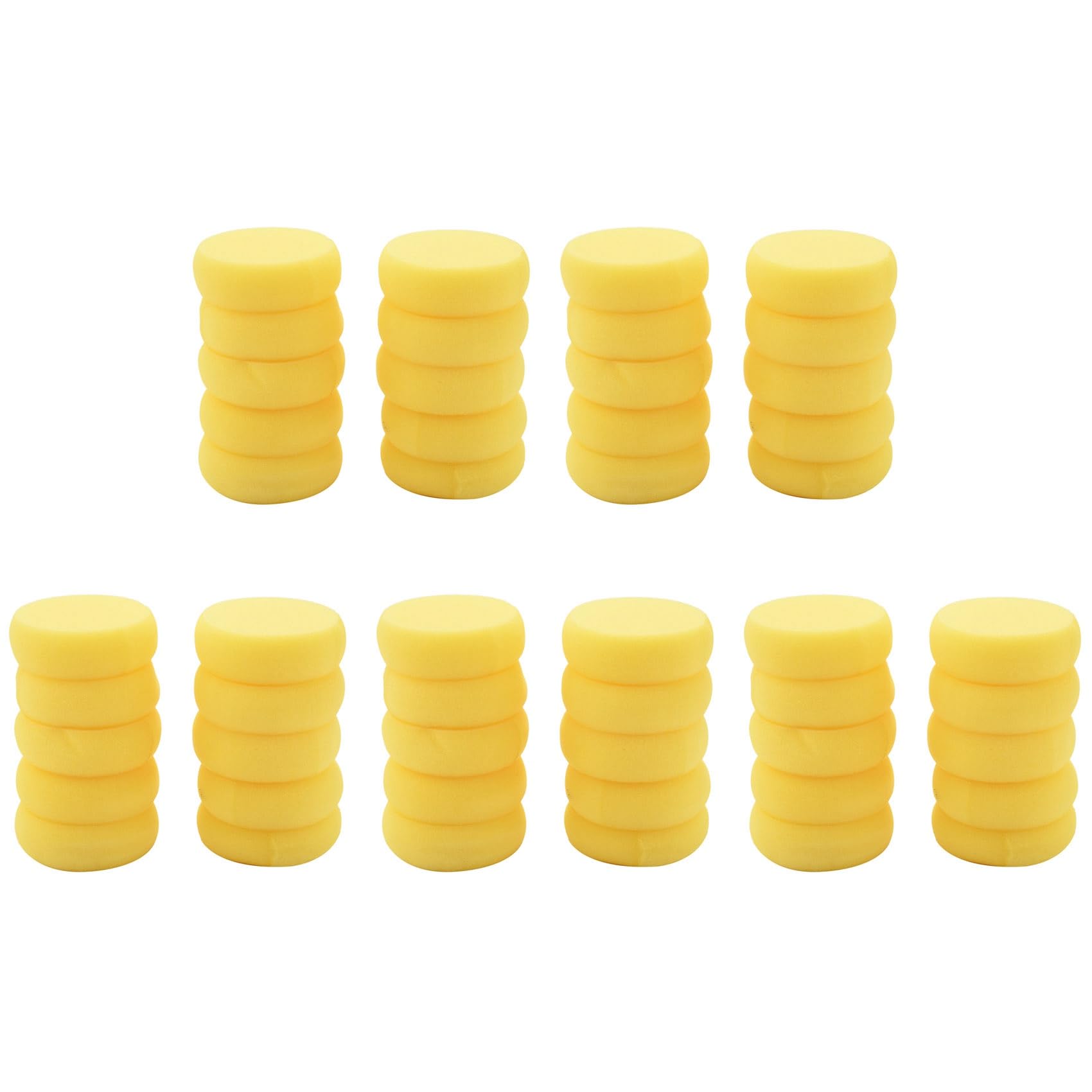 Jnchdghwa 50Pcs Round Synthetic Artist Paint Sponge Craft Sponges for Painting Pottery Watercolor Art Sponges Yellow 2.75Inch