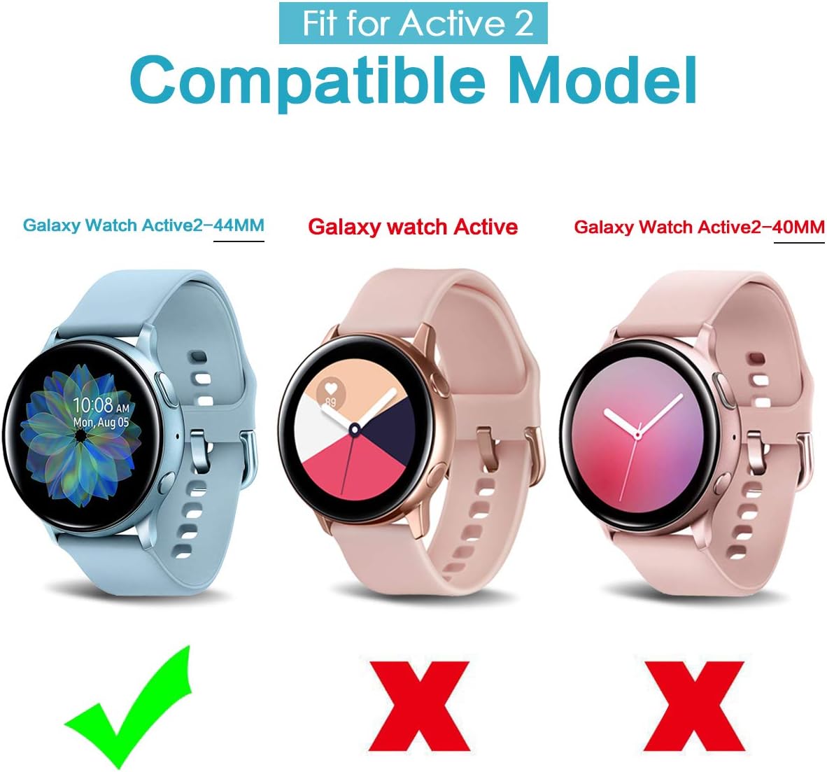 3 Pack Compatible Samsung Galaxy Watch Active2 40mm 44mm Screen Protector Case Cover,YiJYi Ultra Slim Soft Full Coverage Bumper[Sractch-Proof] Protection (Clear,Black,Rose Gold, Active2 44MM)