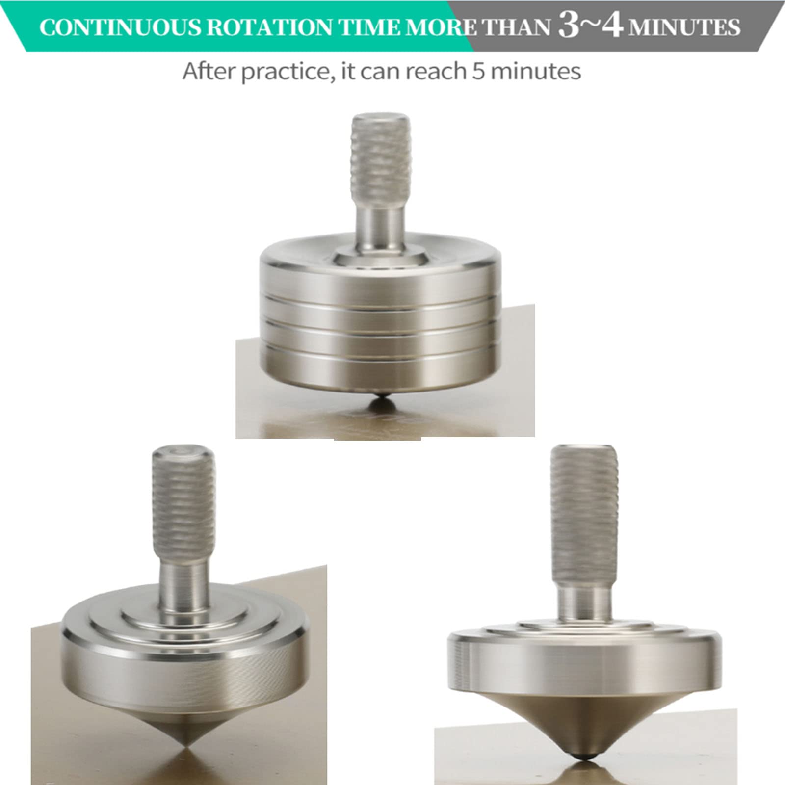 Mini Metal Spinning Top, Funny Desktop Gyro, Kill Time Reduce Stress ADHD Toys, Perfect Balance, Precision CNC Machined of 304 Stainless Steel 3PCS(Style 1+3+4) - Image 3