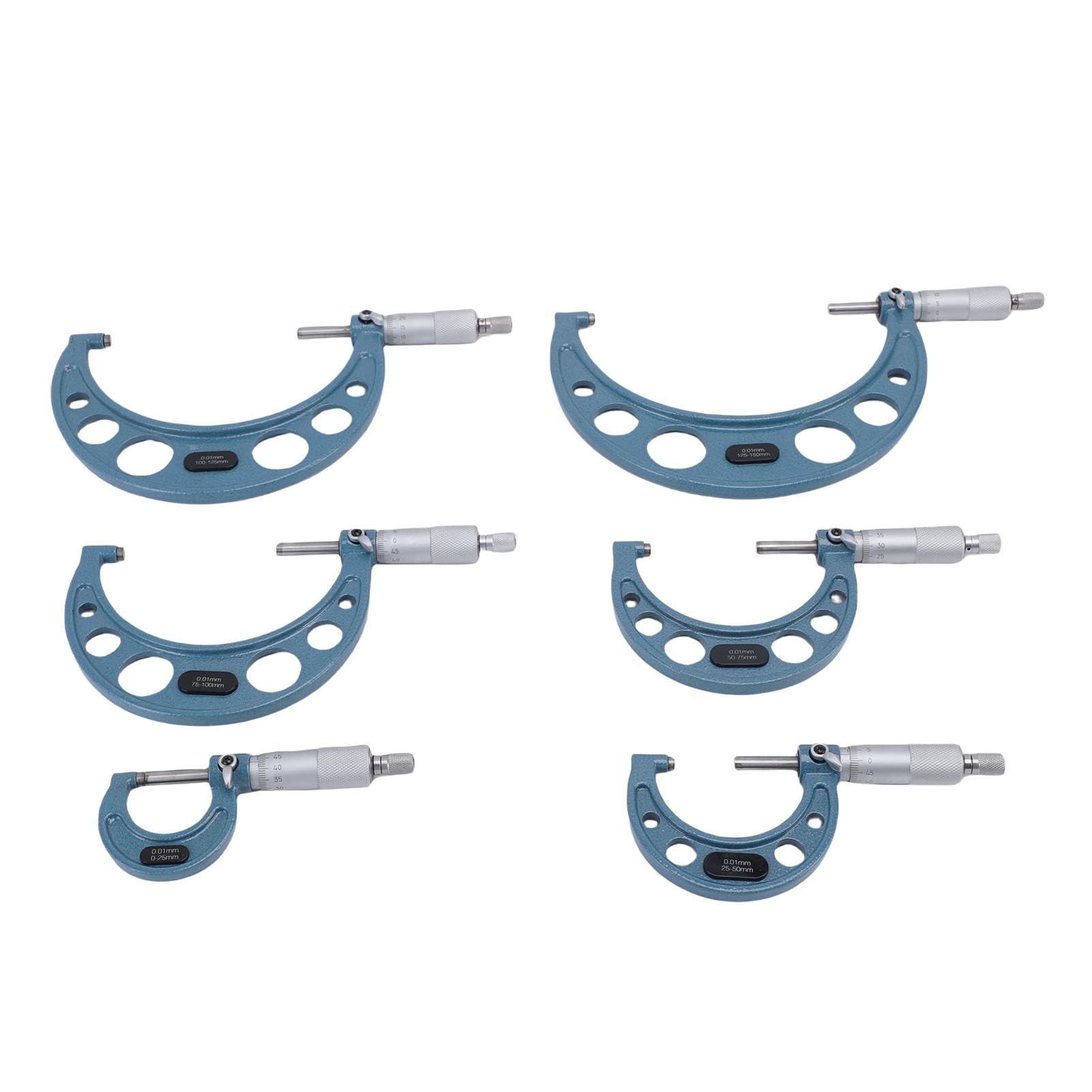 SEAFRONT 6-teiliges Mikrometer-Set, Digitales Mikrometer-Messwerkzeug, 0–150 Mm Bereich, 0,01 Mm Teilung, 0,01 Genauigkeit für Präzise Messungen