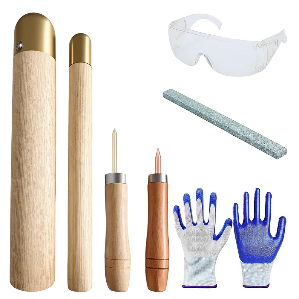 Kit per scheggiatura con Martello di Rame, Set Completo di Strumenti per la Lavorazione dell'ossidiana per Principianti, Strumenti per la molatura all'aperto