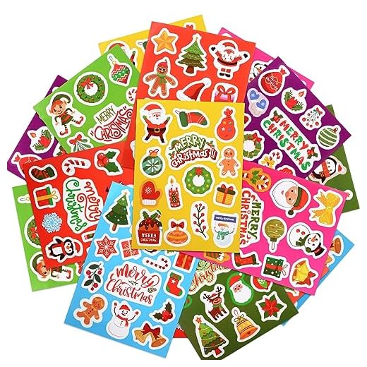 226pcs Pegatinas Navidad para Niños Pegatina Manualidad para Fiesta Navidad Sticker Navideño para Artesanía Scrapbooking (estilo a)