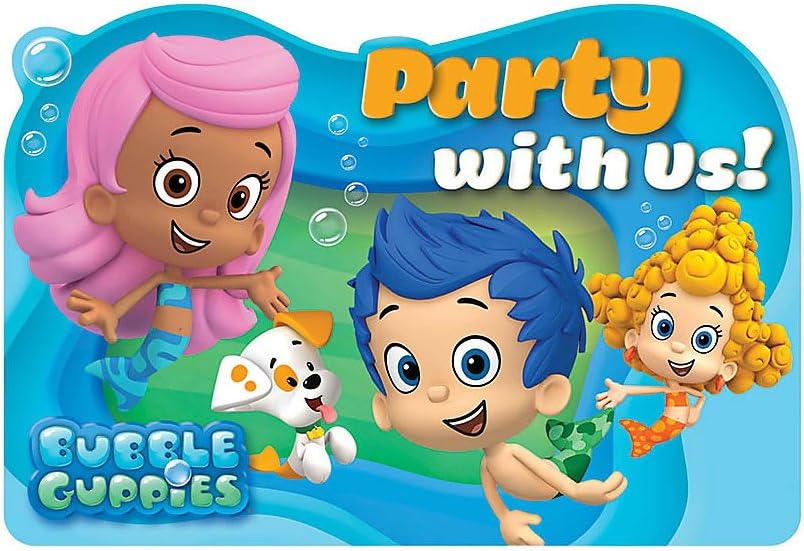 Aqua Awesome Bubble Guppies Birthday Party Postcard Invitations, Paper, 4" x 5", Pack of 8