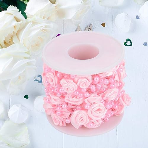 Miniatura 3 de 32.8 ftroll Rose Artificial Perla Alambre Perlas Guirnalda Cadena de la Boda Perla Perla Garland Cuerda Decoración ()