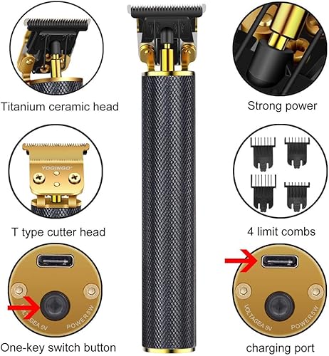 Miniatura 2 de Cortadora de pelo profesional para hombres y mujeres, inalámbrica, recargable, recortadora de pelo, kit de aseo de corte de cuerpo de metal,