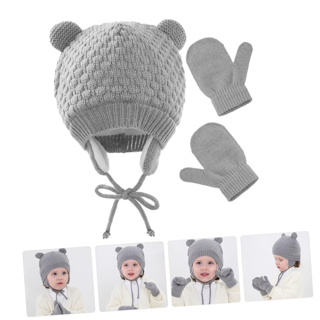VALICLUD 4sets Cappello e Guanti Invernali Per Ragazzo Ragazza Cappello Caldo Maglia Con Guanti Coordinati Materiale Morbido e Traspirante Comfort e Calore Per Piccoli Per Giornate Fredde