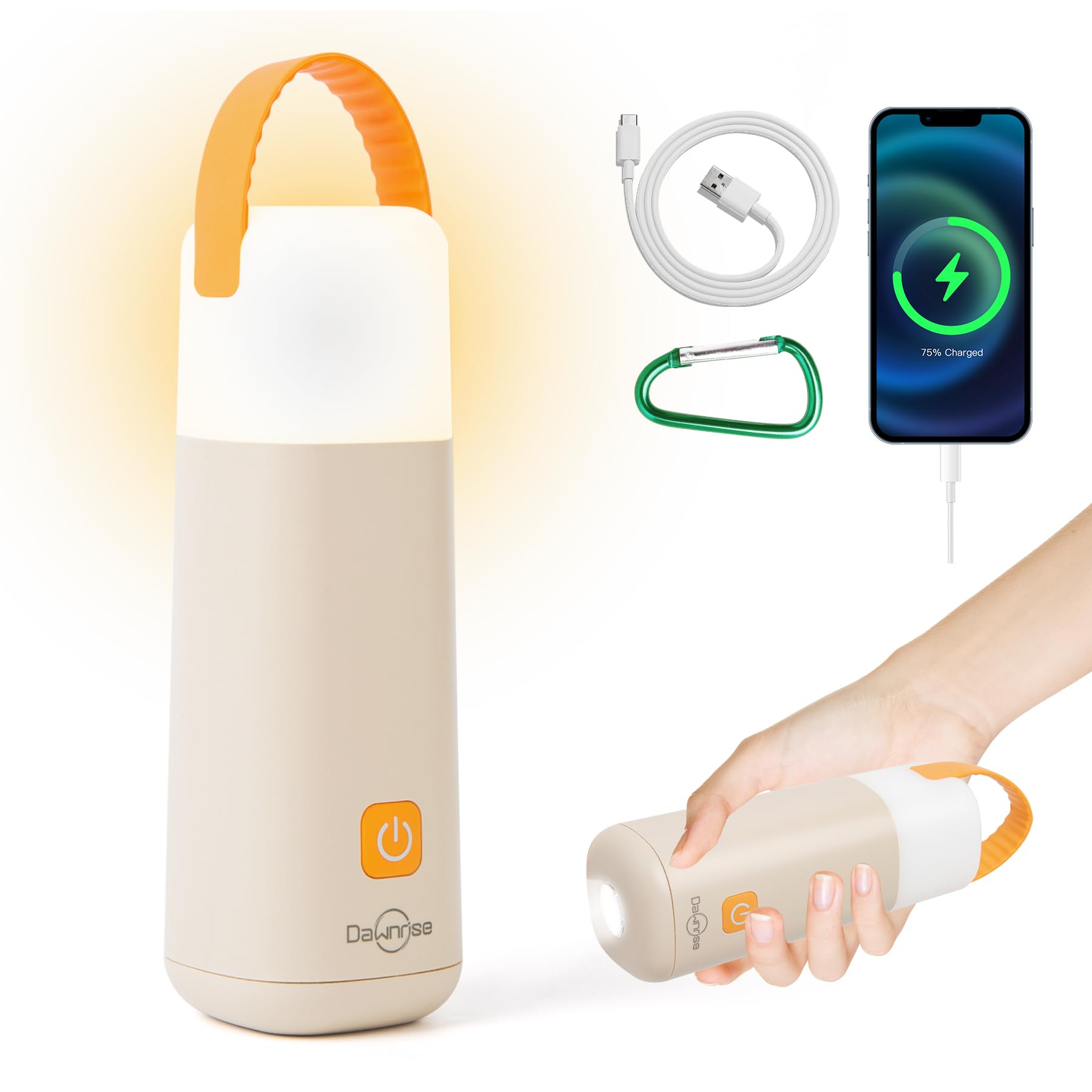 Dawnrise LED Camping Lantern, Up to 350 Hours Rechargeable Camping Light, 4 Modes Outdoor Flashlight Lantern with Red Light, Water Resistant Portable Tent Light for Emergency,Hiking,Hurricane