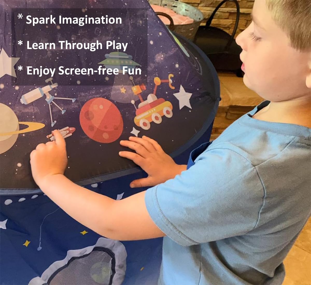 WillingHeart Tienda para Niños el Cohete de Campaña Infantil Plegable Carpa Casita de Juegos Astronauta Pop-up Portátil para Interiores y Exteriores Castillo